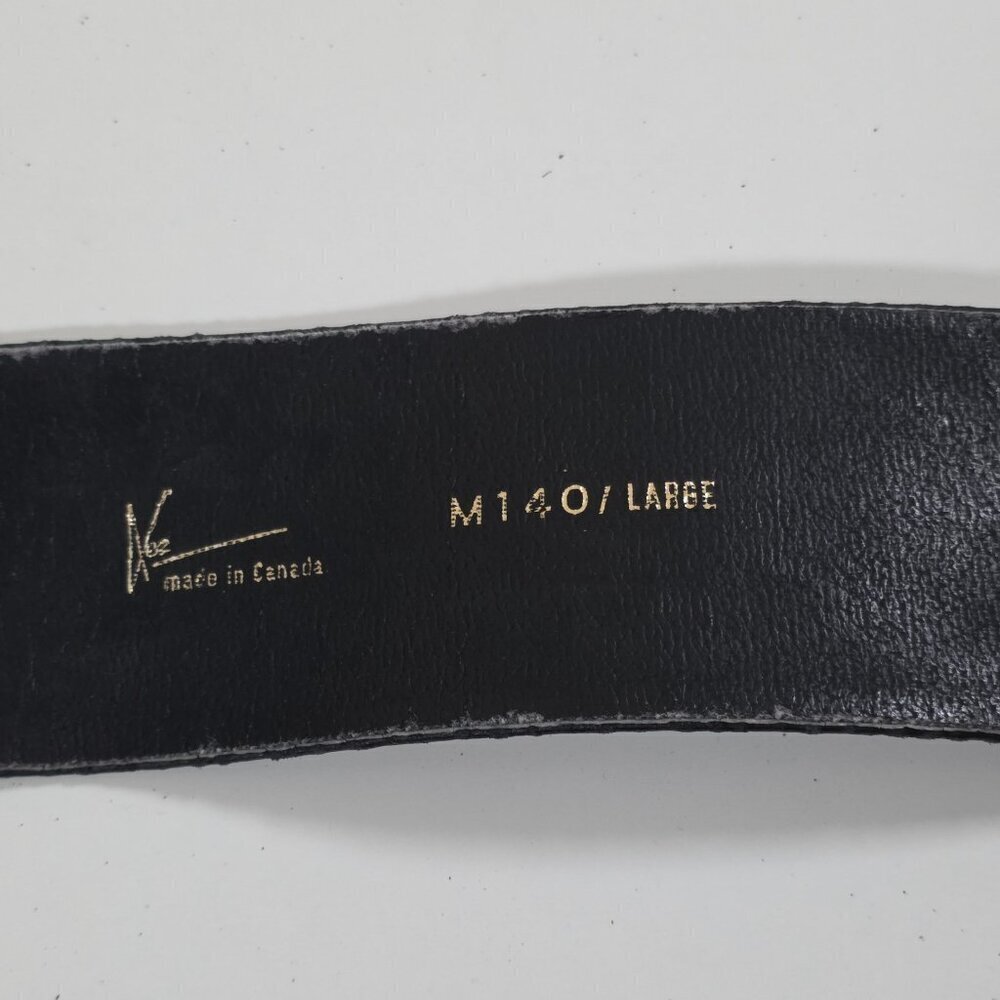 Vintage Textured Belt Womens L Black Gold Black Tone Metal Buckle Whimsigoth Y2K - Picture 3 of 15